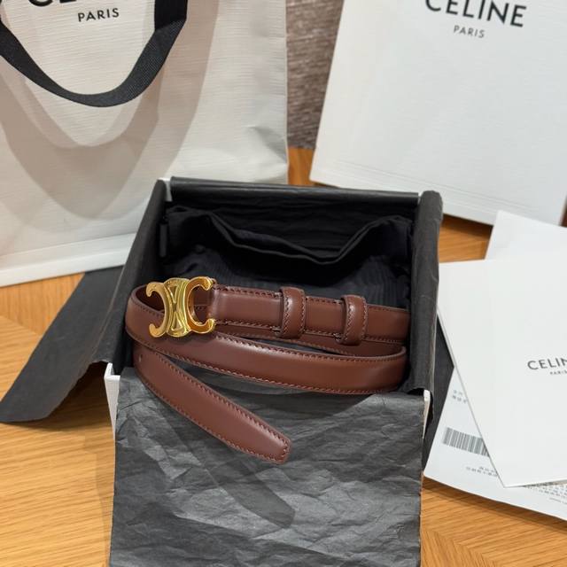 Arc de Triomphe Women's Belt Smooth cowhide leather, gold-plated finish and har