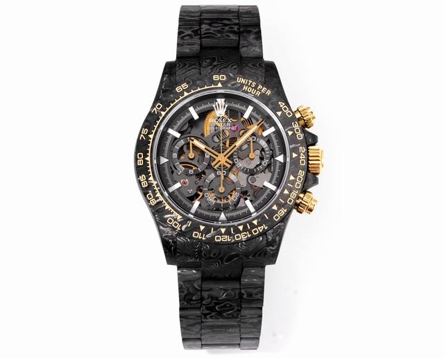 迪通拿全碳纤维 劳家震撼改装 金纹碳影 揭开“金纹碳影”的面纱：Twf Remould 再次受到创新精神的驱动，采用世界首创的碳纤维表链，搭配深灰色碳纤维表壳。