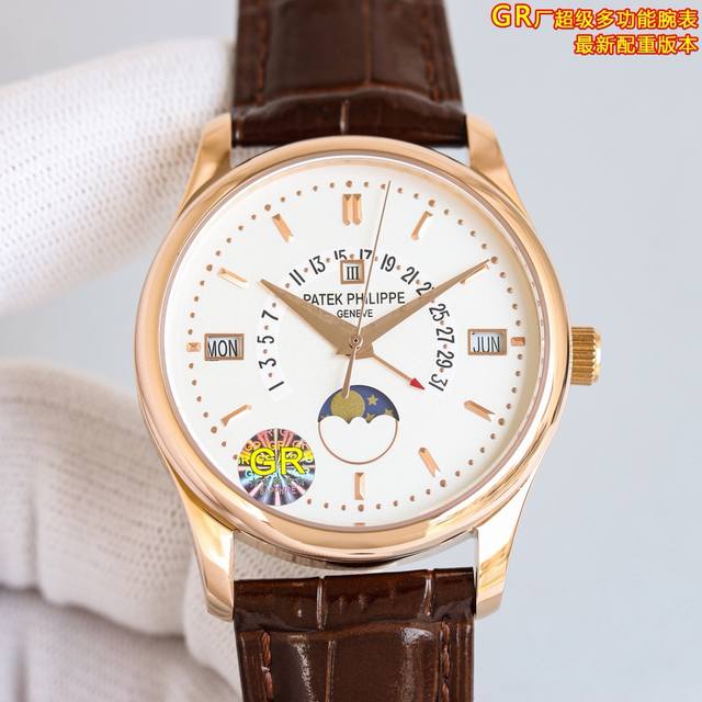Gr新品，最高版本，配重版本，特惠，原装重量，百达翡丽 古典超级复杂多功能5496R万年历系列腕表，儒雅而至！1 精彩细节与优点 此腕表尺寸40Mm合理的尺寸和