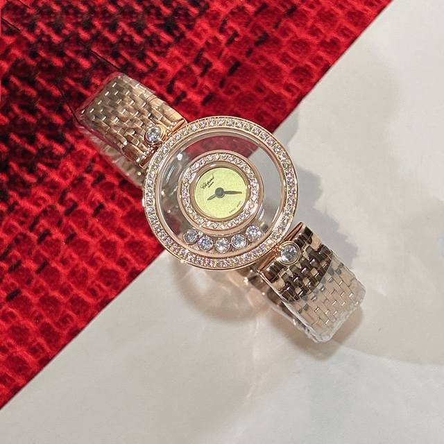 萧邦-Chopard 最新配面 Happy Diamonds系列，快乐钻圆形腕表 蓝宝石玻璃镜面 原厂瑞士石英机芯 镜面内5颗快乐钻自由转动 表盘面及表带多色可