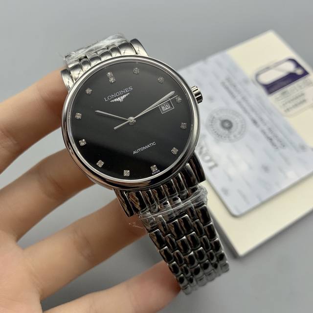 品牌：浪情-Longines 型号：瑰丽系列士男机械腕表 机芯：搭载全自机动械机芯，摆幅28800，动力储备48小时+，超薄机芯 玻璃：防耐刮磨宝蓝玻璃镜面 表