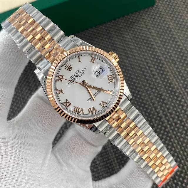 Rolex 日志型36Mm 爆款到货 顶级牛货！市场唯一一家购买原装正品手表，在全拆解分析后一比一极限制造出来的精品！ 新款玫瑰金罗马盘配色！ 1.真正904L