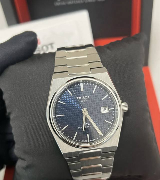 Tissot天梭 prx超级玩家系列 自动机械机芯 防水 日期显示 男表 瑞表 蓝色表盘 精钢表壳 精钢表带