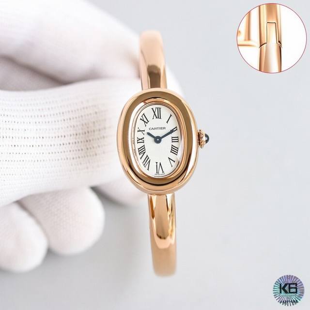 升级版，手环链接处市场唯一不漏缝隙。外观手环形态跟官方，市场唯一一家能做到跟官方一致。 新款浴缸手镯表，卡家经典之作浴缸系列。 Baignoire 全新“浴缸”