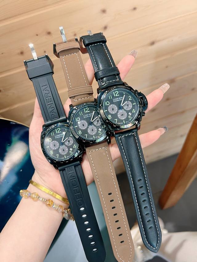 品牌沛纳海，尽显高端品质。6针显示，跑秒石英，专用超强夜光，30米防水。panerai沛纳海拥有逾150年的品牌历史。二十世纪起作为意大利海军精密仪器供应商，与