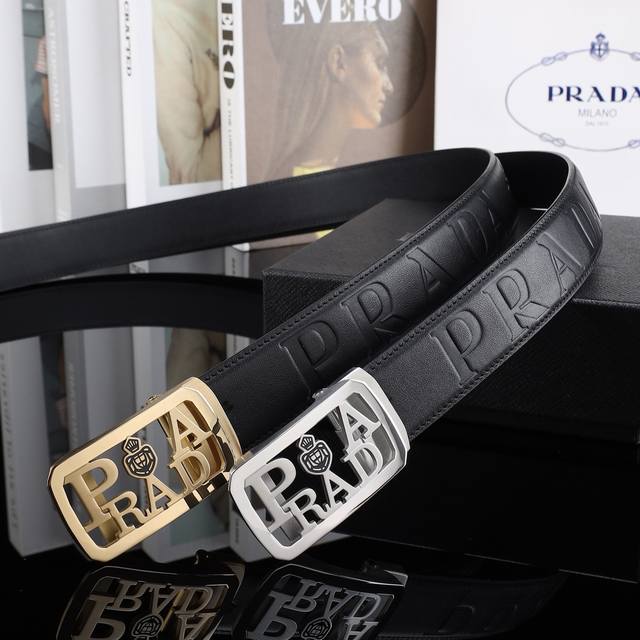 Prada automatic high-end quality, 3.5mm wide exquisite automatic steel buckle,