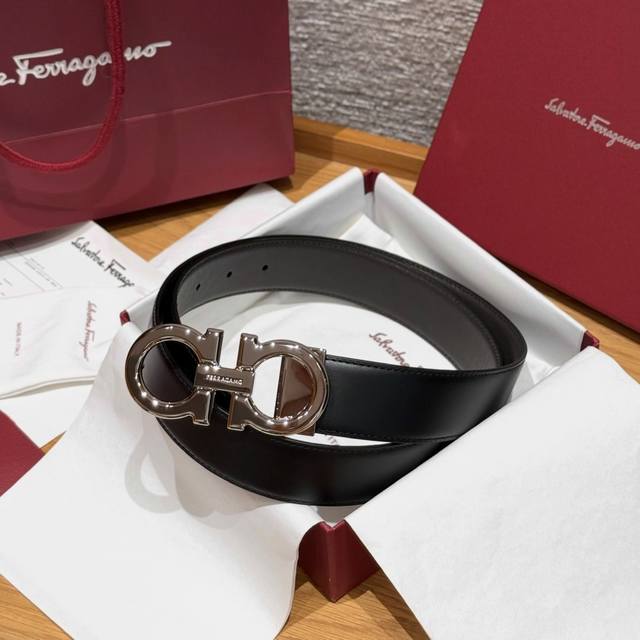 Sf Reversible Adjustable Gancini Leather Belt This leather belt is one of the br