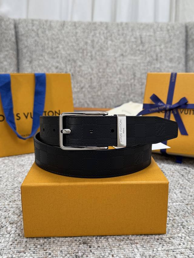 Louis Vuitton LV Check Series Belt Original Hardware Exquisite Hand-painted Edge