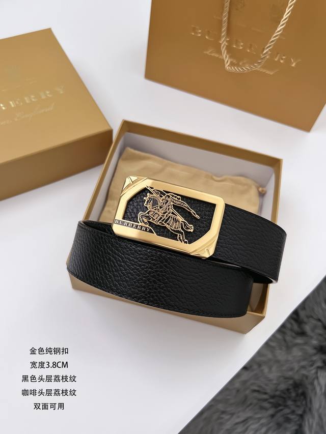 Burberry 1.5-inch Material: Custom-supplied natural tumbled calfskin, black wit