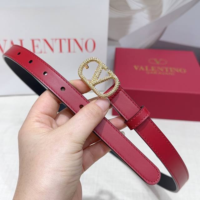 2.0Cm Valentino belt, double-sided top-grain cowhide, length: 75.80.85.90.95. Eu