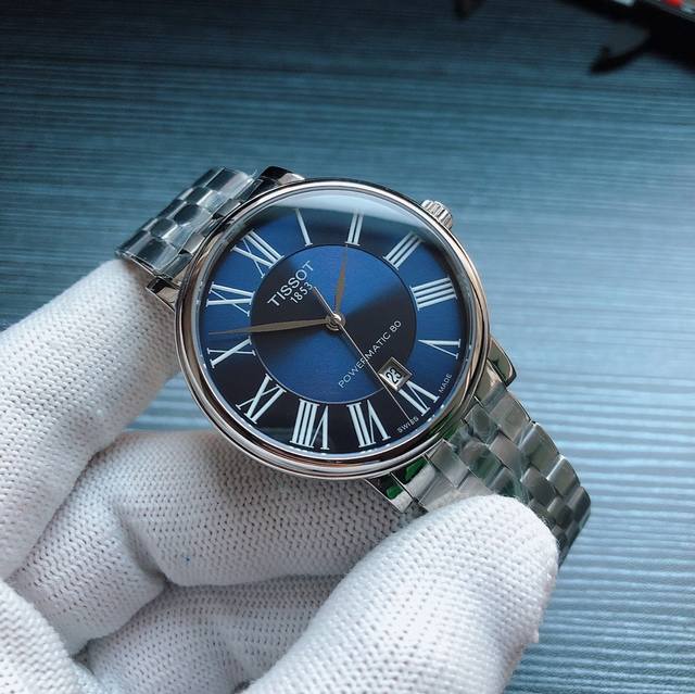 原单品质 天梭 Tissot 卡森臻我系列T122机械男表，40Mm表径，都都市优雅风范，简单优雅的设计深受消费者喜爱，蓝宝石玻璃，搭载 2824 机芯，稳定性