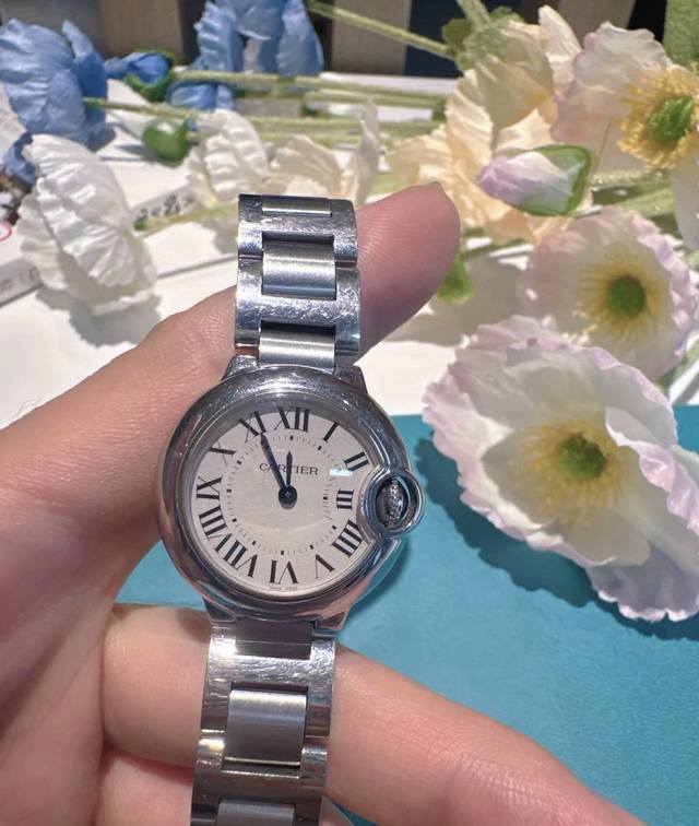 Cartier卡地亚 蓝气球系列 石英机芯 30米防水 女表 瑞表 33Mm 白色表盘 精钢表带