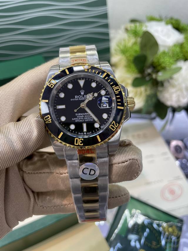 独家实拍图 Rolex Submarine Automatic Mechanical Watch Mens Watch 劳力士 间金潜航者 黑水鬼 全自动机械表