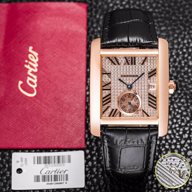 Tk新品2025卡地亚 Cartler 坦克满钻系列，刘德华同款英式坦克系列终级版本，方形男士手表，表径:34Mmx44Mm 搭载进口全自动机芯Cal.1904