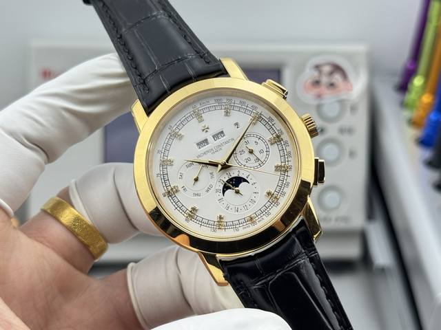 白 -金 Twfactory，台湾厂力作，全新V2升级版！市场最高版本江诗传袭系列5000T000p_B045万年历多功能腕表，1：搭载与一致机芯，摆轮与完全一