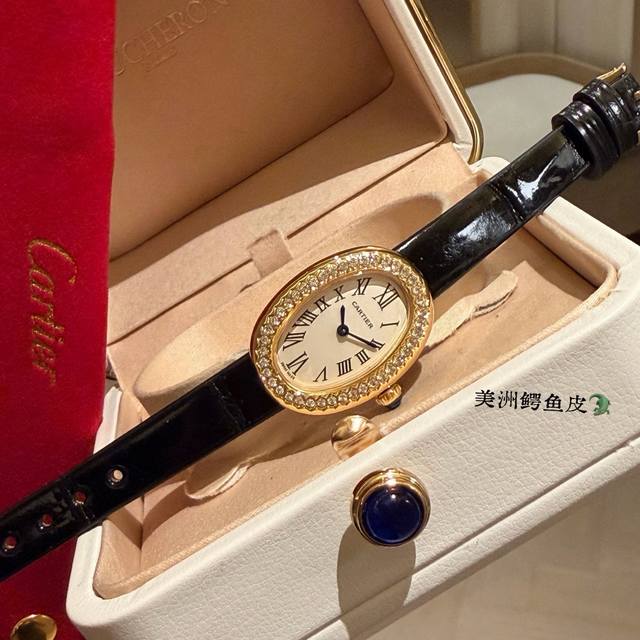 金 550 单排50 满钻100 鳄鱼皮版本 Baignoire浴缸系列腕表，典雅欧风浴缸形状，完美演绎卡地亚的经典美学，涌现腕表设计的焕新力量 卡家又一经典之