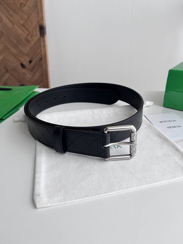 Bv 2026 New Intrecciato Stamp Woven Waist Belt, Original Cowhide Leather Embosse