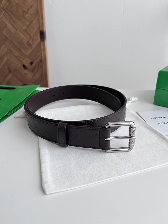 Bv 2026 New Intrecciato Stamp Woven Waist Belt, original cowhide leather with em