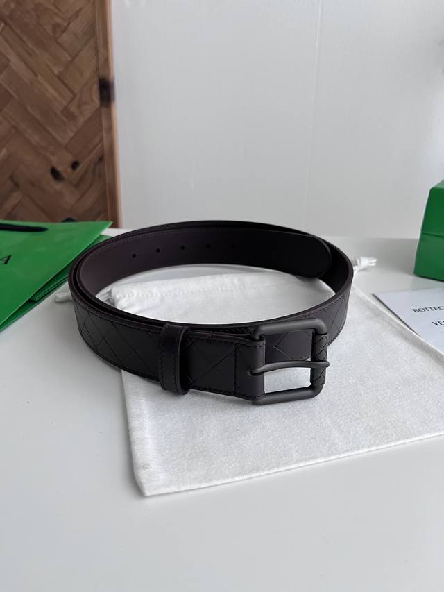 Bv 2026 New Intrecciato Stamp Woven Waist Belt, Original Cowhide Leather Embosse