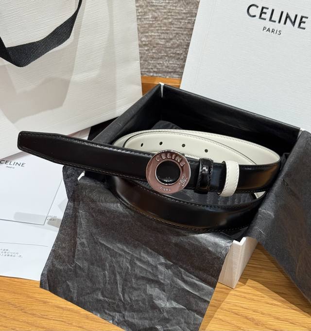 Disc 25mm Reversible Leather Belt DDD Taurillon leather, reversible belt, 2 comp