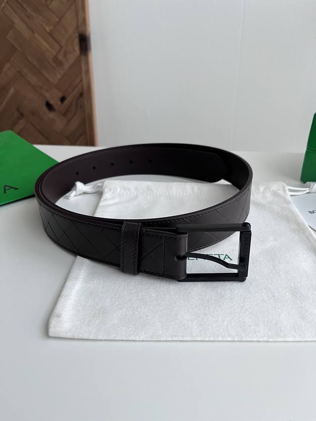 Bv 2026 New Intrecciato Stamp Woven Embossed Belt, Original Cowhide Leather with