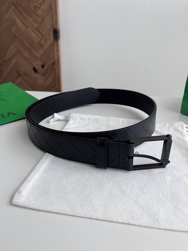 Bv 2026 New Intrecciato Stamp Woven Embossed Belt, Original Cowhide Leather with