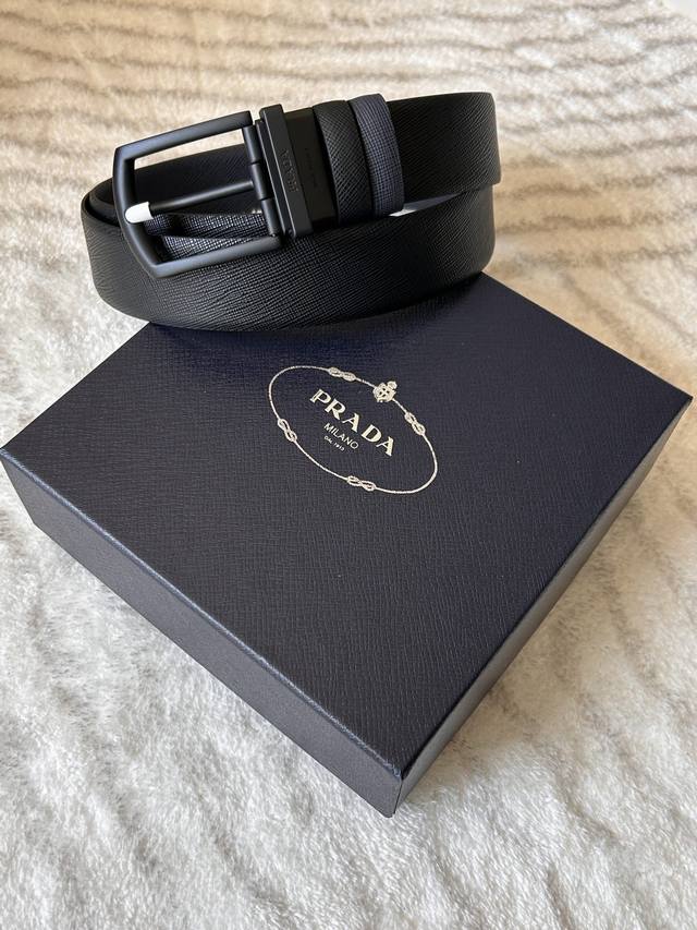 Rada Men's Reversible Waistband Belt (3.4cm), same style as in Prada boutiques.