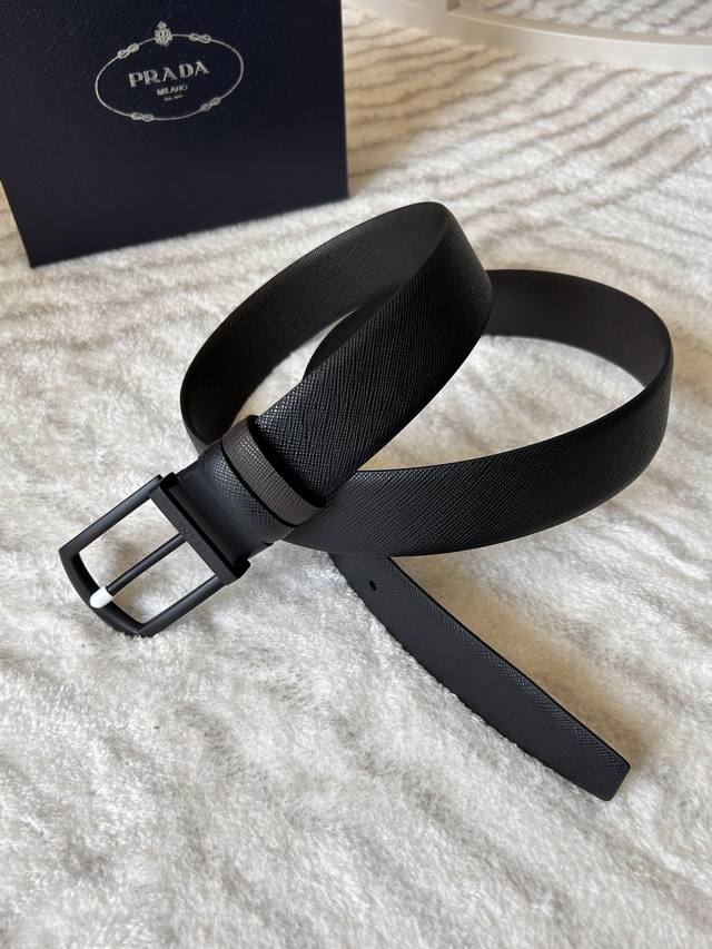 Rada Men's Reversible Waistband Belt (3.4cm), same style as in Prada boutiques.