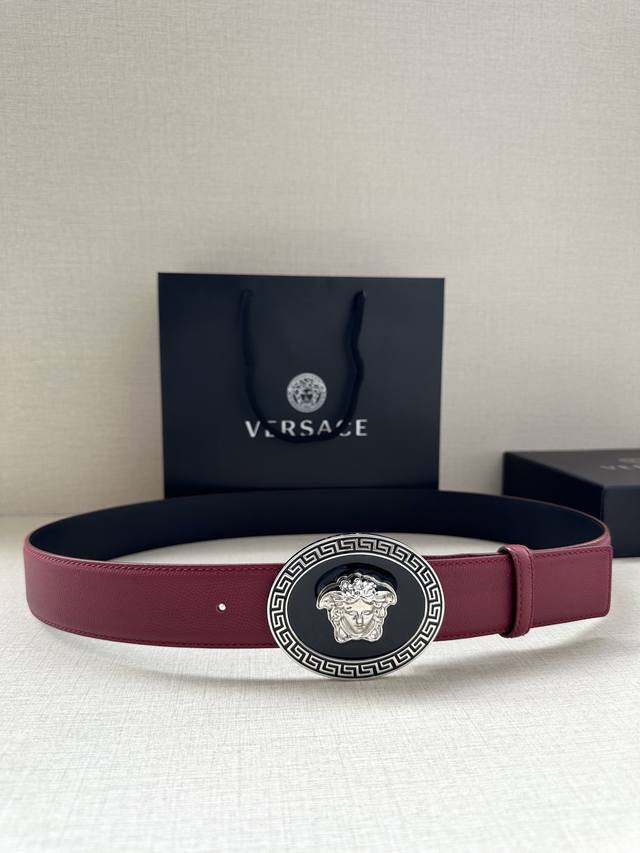 3.8cm wide Versace leather belt with a three-dimensional La Medusa double-sided