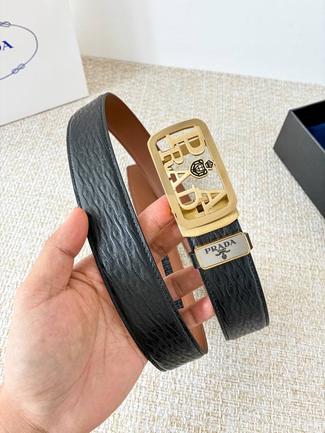 Product Name: Prada Automatic Belt DDD Model: Automatic belt, classic pure stee