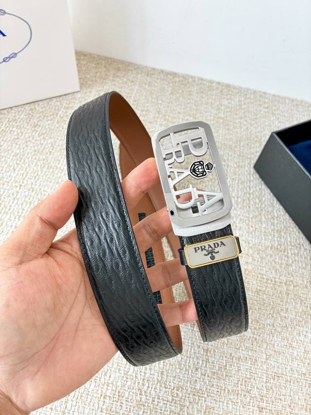 Product Name: Prada Automatic Belt DDD Model: Automatic belt, classic pure stee