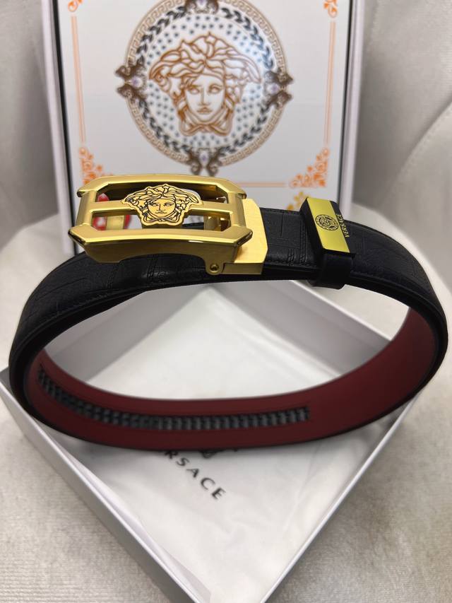 New Versace brand belt, imported 3.5cm automatic buckle, double-sided top-grain