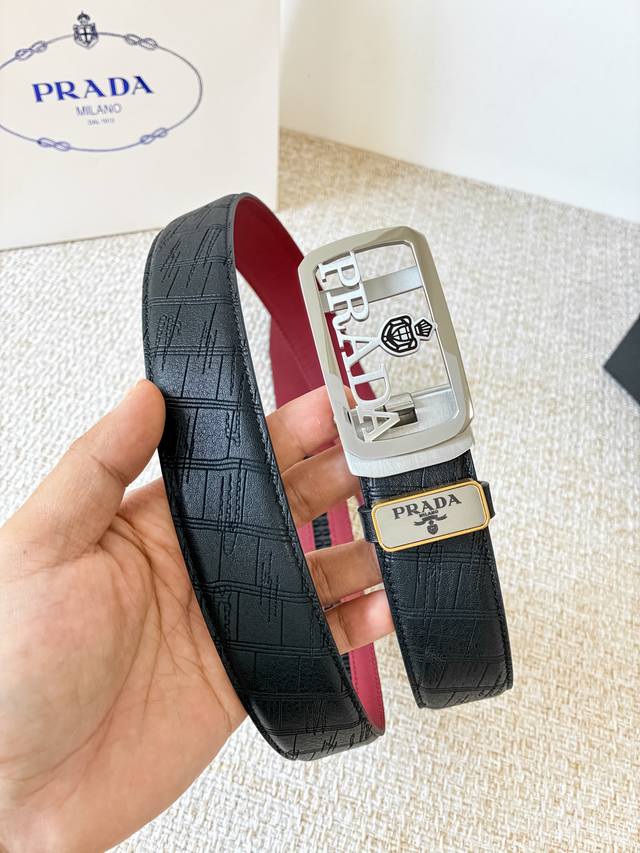Product Name: Prada Automatic Belt DDD Model: Automatic belt, classic pure stee