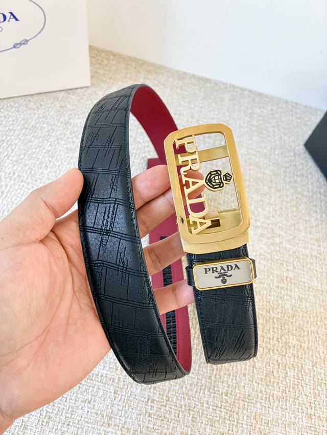 Product Name: Prada Automatic Belt DDD Model: Automatic belt, classic pure stee