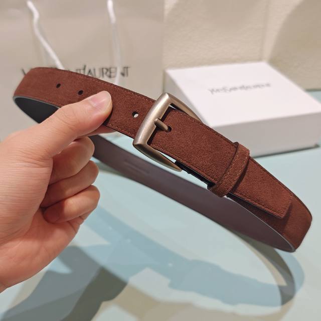 3.0Cm Saint Laurent belt, suede, top-grain cowhide, length: 75.80.85.90.95.100.1
