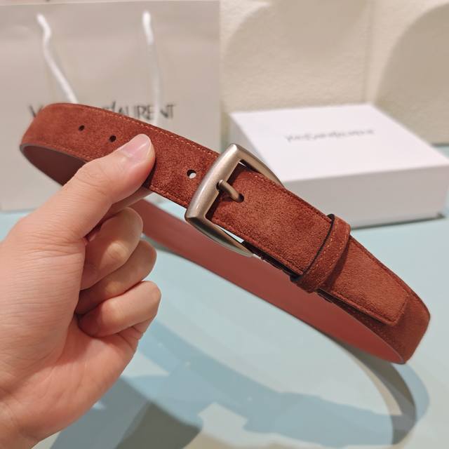 3.0Cm Saint Laurent belt, suede, top-grain cowhide, length: 75.80.85.90.95.100.1
