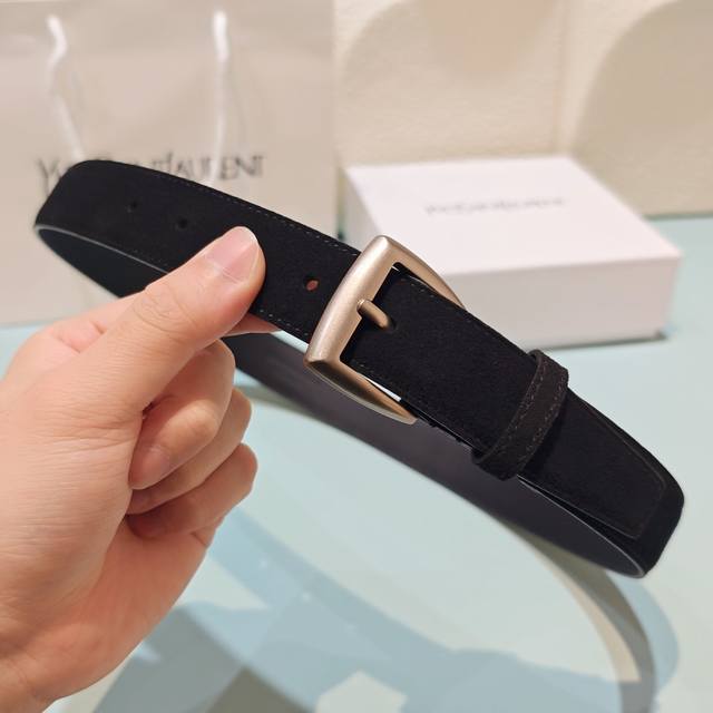 3.0Cm Saint Laurent belt, suede, top-grain cowhide, length: 75.80.85.90.95.100.1