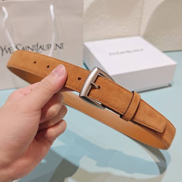 3.0Cm Saint Laurent belt, suede, top-grain cowhide, length: 75.80.85.90.95.100.1