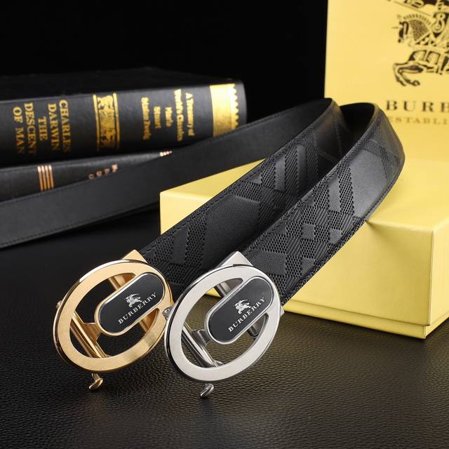 Burberry Men's Automatic Belt - 35mm Width, 316 Stainless Steel Buckle, Never F