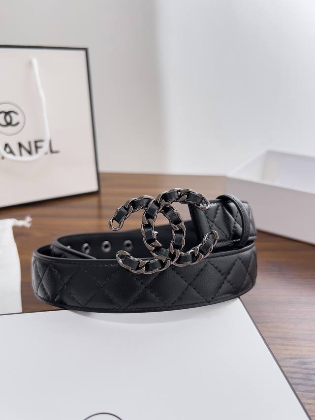 Chanel chain buckle women's belt, 3.0cm, innovative concept and forward-thinking