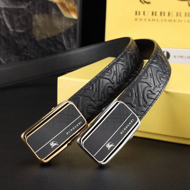 Burberry Men's Automatic Belt - 35mm Width, 316 Stainless Steel Buckle, Never F