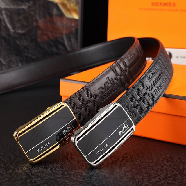 Hermes Men's Automatic Belt - 35mm Width, 316 Stainless Steel Buckle, Never Fad
