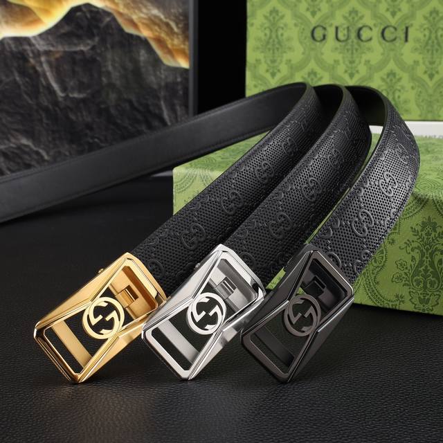 Gucci Men's Automatic Waist Belt - 35mm Width, 316 High-Quality Steel Buckle, N