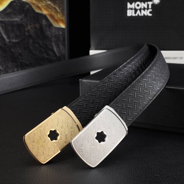 Montblanc Men's Automatic Belt - 35mm Width, 316L High-Quality Steel Buckle, Ne