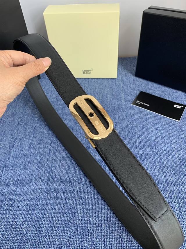 Brand: Montblanc Description: Double-sided original leather. This buckled belt