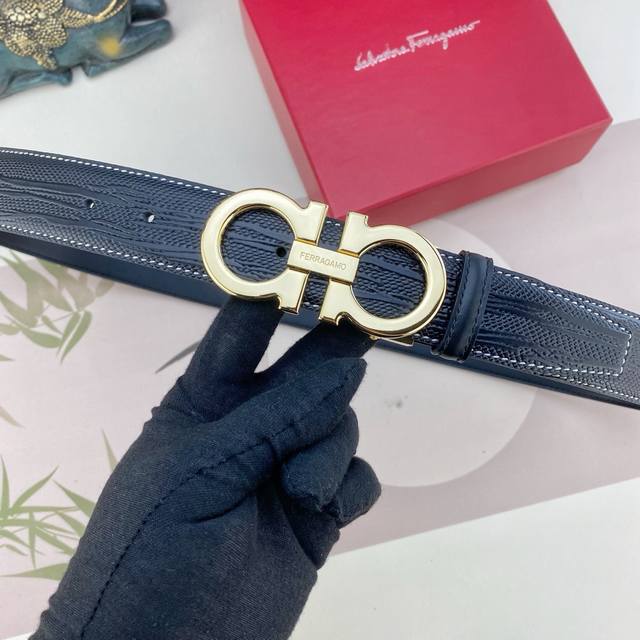 Ferragamo Special Leather Belt Series, original factory hardware, high-quality