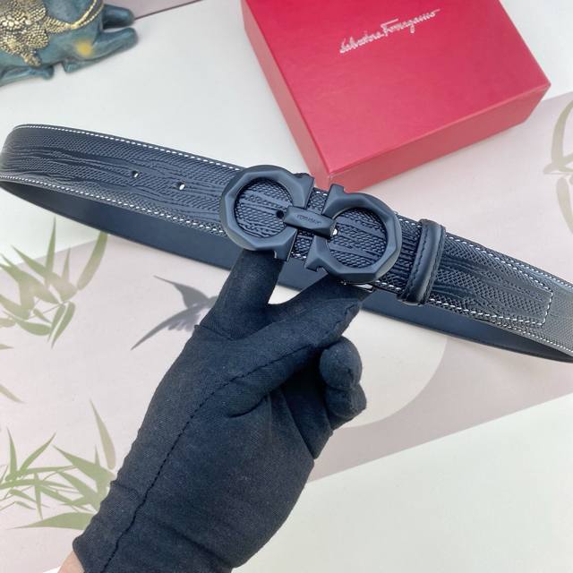 Ferragamo Special Leather Belt Series, original factory hardware, high-quality