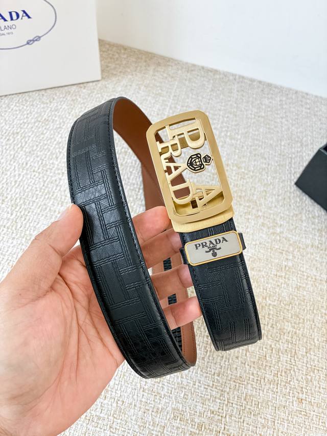Product Name: Prada Automatic Belt DDD Model: Automatic belt, classic pure stee