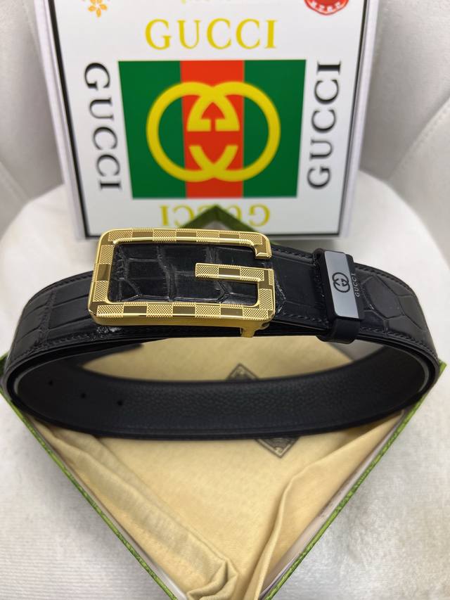 Gucci original single-layer cowhide crocodile pattern, lining with top-layer co