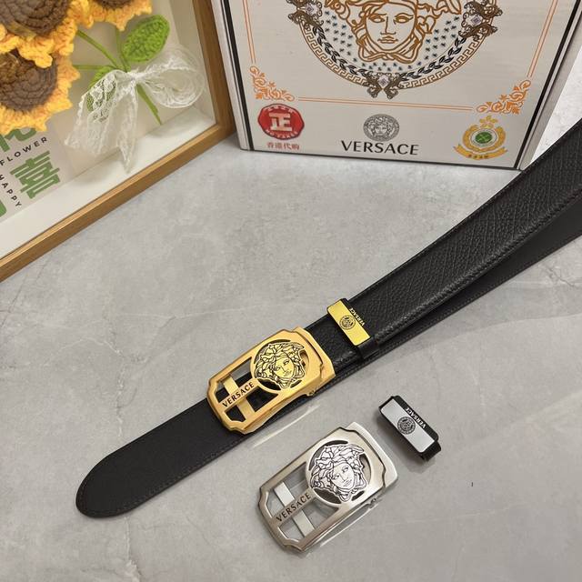 Product Name: Versace Automatic Leather Belt Material: 100% Top Layer Cowhide L